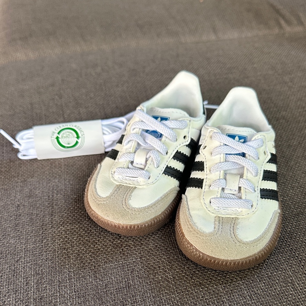 Adidas Kids Cream and Black Sneakers